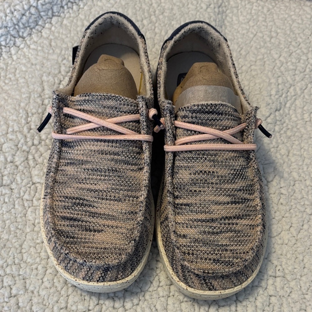 Hey Dude Knit Slip-On Shoes with Pink Accents women’s